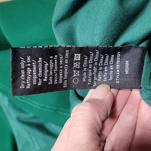 Chandi & Lia Size M Green Diagonal Ponte Fit & Flare Dress w/ Peek-a-boo Cutout - Picture 16 of 16